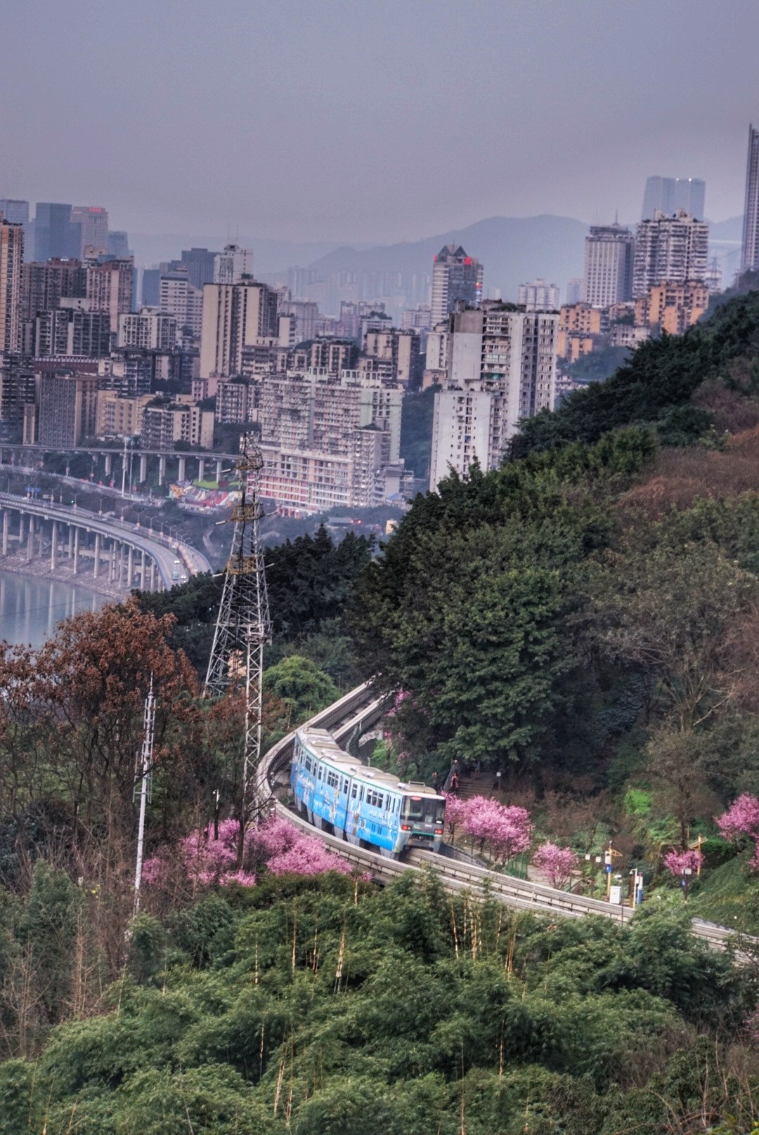 央視新華社人民日報都報道的重慶最火景點開往春天的地鐵