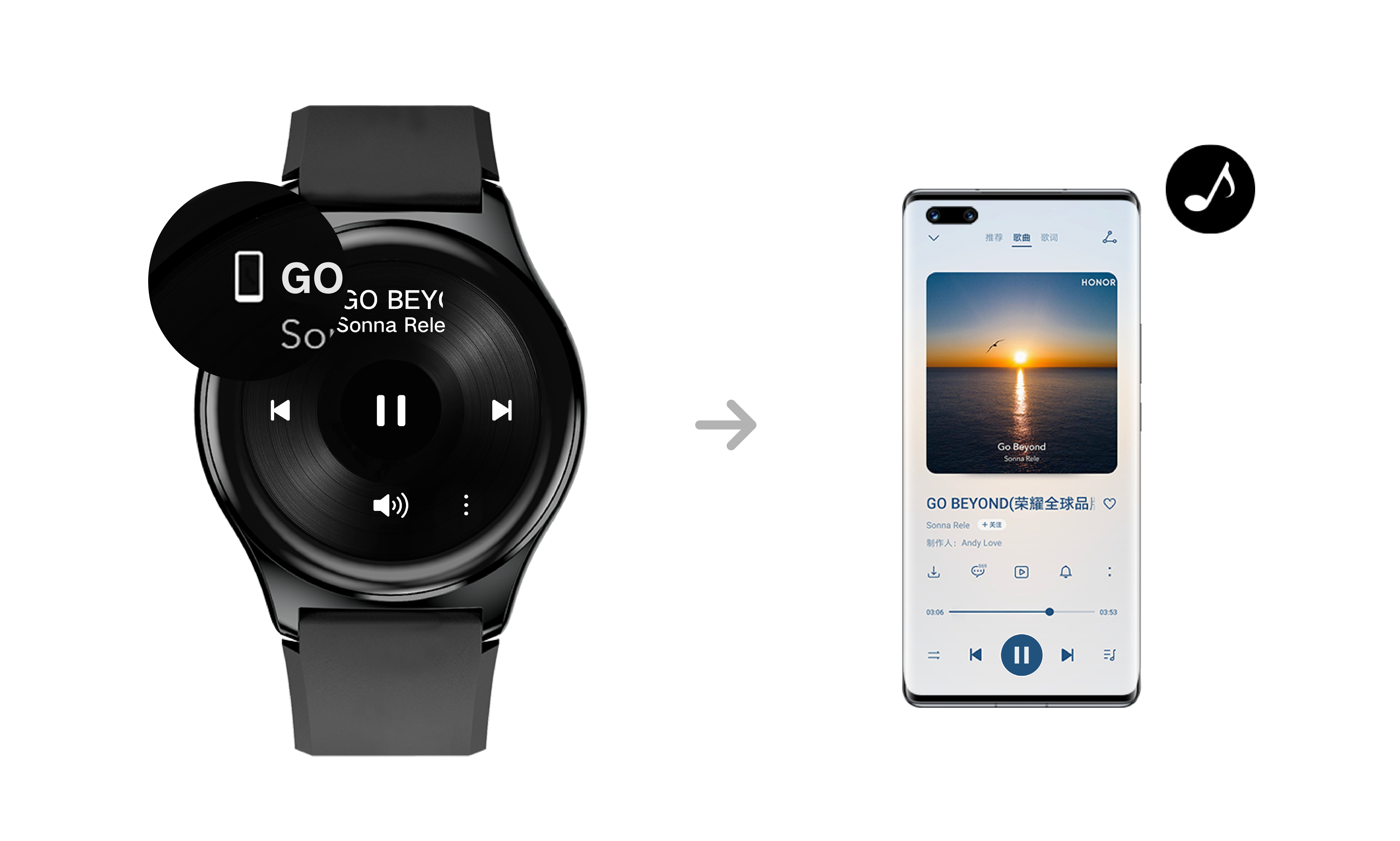 使用荣耀手表GS 3 播放音乐-荣耀俱乐部