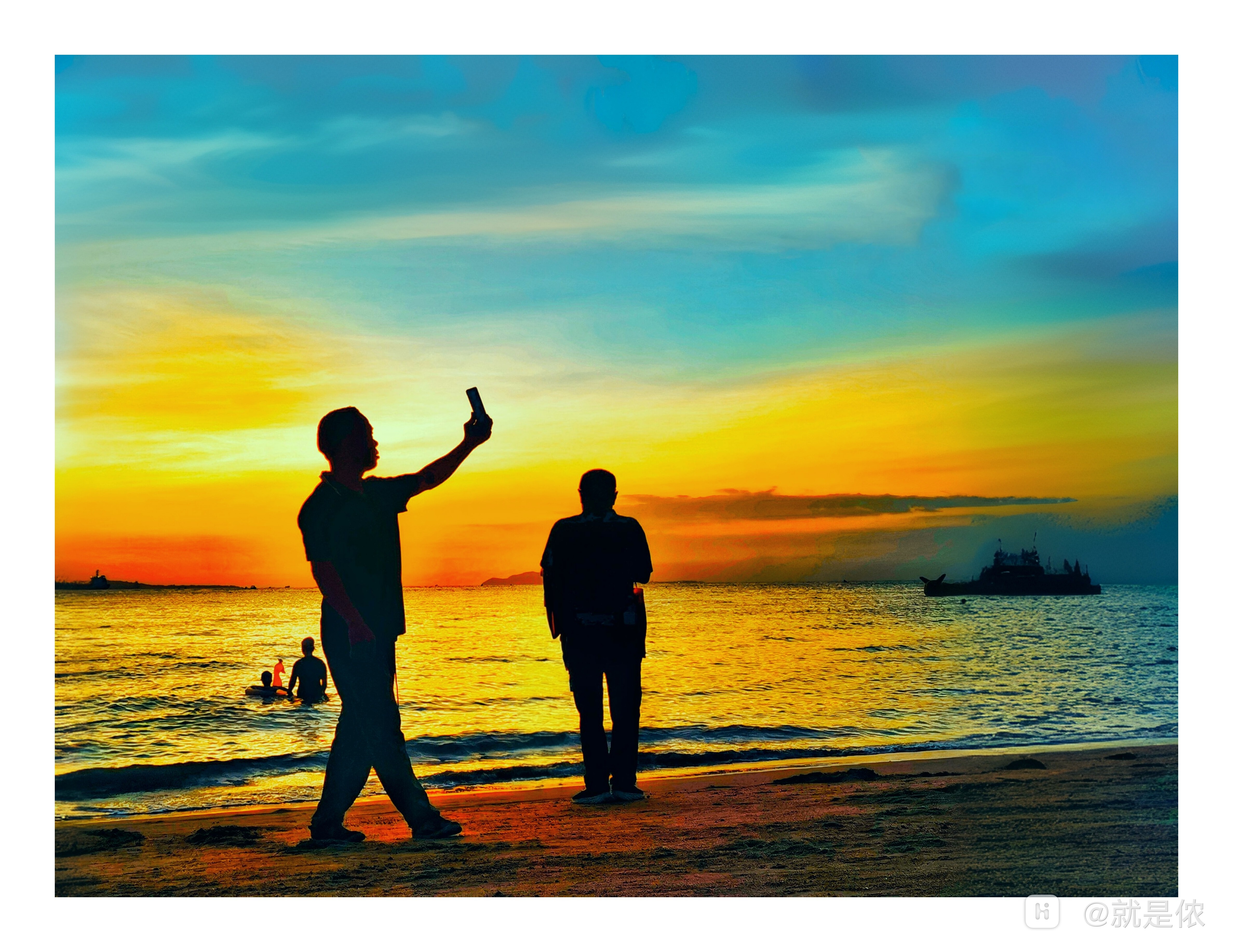 海边自拍,定格美好