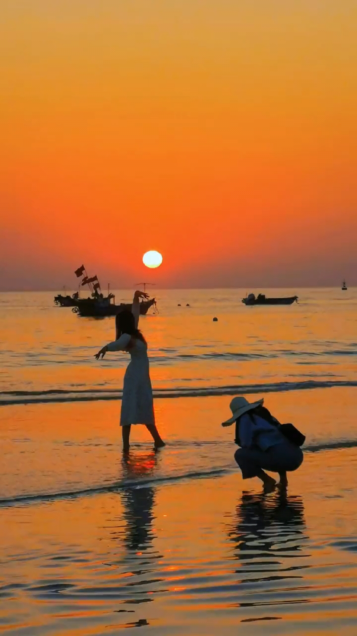 黄昏海边漫舞,爱摄影-荣耀俱乐部